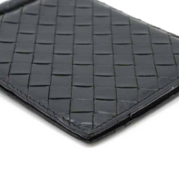 Bottega Veneta Intrecciato Leather Money Clip Bifold Wallet Black - Picture 3 of 8